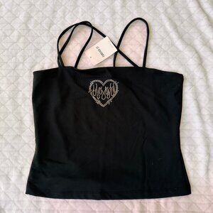 Black rhinestone tank top- New with Tags